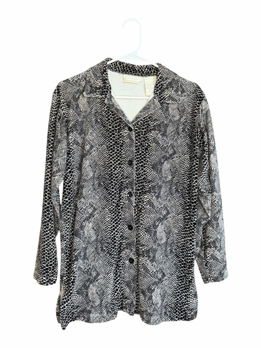 Studio Works & Co. Black and White Snakeskin Print Top